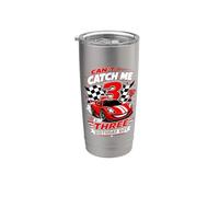 Can't Catch Me Im Three Birthday Boy Race Car Driver Racing Gobelet isotherme en acier inoxydable double paroi