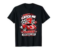 Can't Catch Me Im Three Birthday Boy Race Car Driver Racing T-Shirt