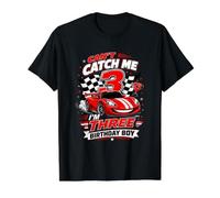 Can't Catch Me Im Three Birthday Boy Race Car Driver Racing T-Shirt Graphique avec Valeur