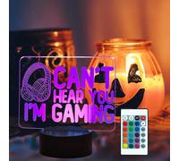 Can't Hear You I'm Gaming Funny 3d Night Light For Boys Girls, Headphones Gamepad Graphic Video Games Gamer Led Desk Lamp Decor, Remote Control 16 Colors Changing Dimmable[Lam062439]