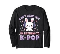 Can't Hear You I'm Listening To K-Pop Cute Rabbit Music Fan Manche Longue
