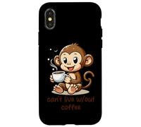 Cant Live Wout Coffee, Joli Singe, Dessin animé Coque pour iPhone X/XS