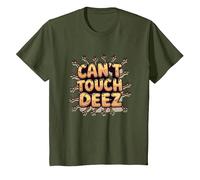 Can't Touch Deez Nuts Drôle Meme Graphique T-Shirt, Enfant, Olive, 6 Ans