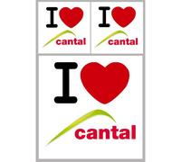 Cantal (15) - 3 Autocollants "J'aime" - Sticker/Autocollant