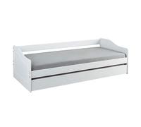 CANTARI - Lit Gigogne 90x190cm en Pin Massif Coloris Blanc -
