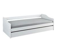 CANTARI - Lit Gigogne 90x190cm en Pin Massif Coloris Blanc -