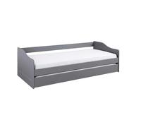 CANTARI - Lit Gigogne 90x200cm en Pin Massif Coloris Gris -