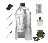 Canteen Cup Stove Pouch Kit,Multi-Functional Water Bottle,Military Canteen with Cup,Portable Aluminum Cookware Kit,for Outdoor Camping,Survival,Hiking,Backpacking