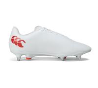 Canterbury Adulte unisexe Chaussures de rugby Speed Raze pour terrain souple | Accélération plus rapide | Précision et légèreté Chaussures de rugby pour terrain souple White/Black/Red 8.5