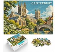 Canterbury Cathedral Illustration Puzzle Adulte 1000pcs (38x26cm) | Pour les jours libres de décembre : ce puzzle 1000 pièces pour adultes offre une activité classique pour Noël.