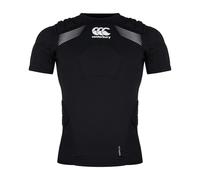 Canterbury Gilet de Rugby Pro Protection Unisexe pour Adulte | Protège la Poitrine et Les épaules | Respirant | Gilet de Protection léger et Flexible, Noir/Blanc/Argent, S