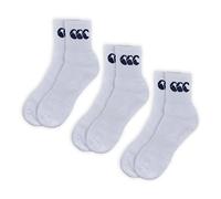 Canterbury Chaussettes Crew – Lot de 3, Blanc/Bleu Marine, Taille L, Mixte