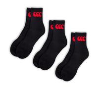 Canterbury Crew Lot de 3 Chaussettes, Noir/Rouge, L Mixte