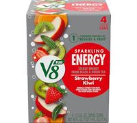 Canterbury V8 +SPARKLING ENERGY - Boisson énergisante fraise kiwi, fabriquée avec de vrais jus de légumes et de fruits, canette de 326 g (lot de 4)