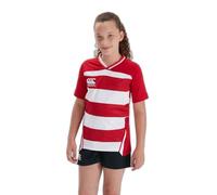 Canterbury Vapodri Evader à Rayures Maillot Rugby Garçon Rouge Vif FR : XL (Taille Fabricant : 14)