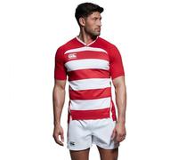Canterbury Vapodri Evader à Rayures Maillot Rugby Homme Rouge Vif FR : M (Taille Fabricant : M)