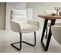 Cantilever Abelia-Flex avec accoudoirs bouclé blanc pied cantilever plat noir