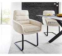 Cantilever Abelia-Flex avec accoudoirs côtelé beige vintage pied cantilever plat noir