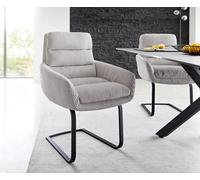 Cantilever Abelia-Flex avec accoudoirs côtelé gris argenté pied cantilever plat noir