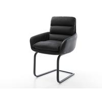 Cantilever Abelia-Flex avec accoudoirs cuir de vache noir pied cantilever plat noir