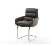 Cantilever Abelia-Flex avec accoudoirs microvelours anthracite vintage pied cantilever plat acier inoxydable brossé