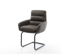 Cantilever Abelia-Flex avec accoudoirs microvelours anthracite vintage pied cantilever rond noir