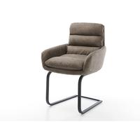 Cantilever Abelia-Flex avec accoudoirs microvelours taupe vintage pied cantilever plat noir