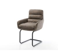 Cantilever Abelia-Flex avec accoudoirs microvelours taupe vintage pied cantilever rond noir