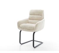 Cantilever Abelia-Flex avec accoudoirs peluche crème-blanc pied cantilever plat noir