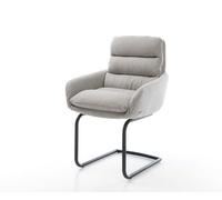 Cantilever Abelia-Flex avec accoudoirs rayures gris clair pied cantilever rond noir