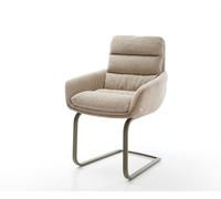 Cantilever Abelia-Flex avec accoudoirs tissu mixte couleur boue pied cantilever plat aspect titane