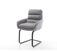 Cantilever Abelia-Flex avec accoudoirs tissu texturé gris clair pied cantilever plat noir