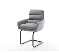 Cantilever Abelia-Flex avec accoudoirs tissu texturé gris clair pied cantilever rond noir
