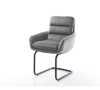 Cantilever Abelia-Flex avec accoudoirs velours gris pied cantilever rond noir