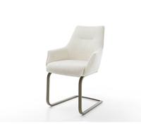 Cantilever Alja-Flex avec accoudoirs bouclé blanc pied cantilever plat aspect titane ressorts ensachés