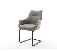 Cantilever Alja-Flex avec accoudoirs bouclé gris argenté pied cantilever plat noir ressorts ensachés