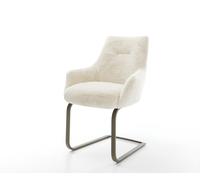 Cantilever Alja-Flex avec accoudoirs peluche crème-blanc pied cantilever plat aspect titane resorts ensachés