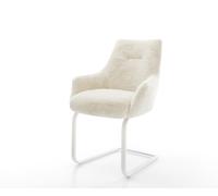 Cantilever Alja-Flex avec accoudoirs peluche crème-blanc pied cantilever plat blanc resorts ensachés