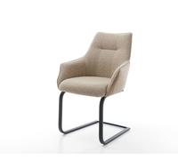 Cantilever Alja-Flex avec accoudoirs tissu mixte couleur boue pied cantilever plat noir ressorts ensachés