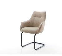 Cantilever Alja-Flex avec accoudoirs tissu mixte couleur boue pied cantilever rond noir ressorts ensachés