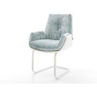 Cantilever Clea-Flex tissu mixte cuir de vache blanc-bleu pastel pied cantilever plat blanc