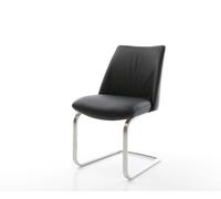 Cantilever Elso-Flex cuir de vache noir pied cantilever plat acier inoxydable brossé ressorts ensachés