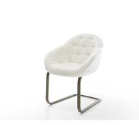 Cantilever Gaio-Flex bouclé doux beige pied cantilever plat aspect titane