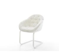 Cantilever Gaio-Flex bouclé doux beige pied cantilever plat blanc