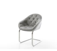 Cantilever Gaio-Flex velours gris pied cantilever plat acier inoxydable brossé