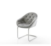 Cantilever Gaio-Flex velours gris pied cantilever rond acier inoxydable brossé
