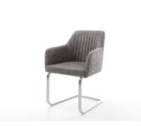 Cantilever Greg-Flex bouclé gris pied cantilever plat acier inoxydable brossé ressorts ensachés