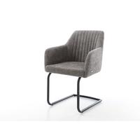 Cantilever Greg-Flex bouclé gris pied cantilever rond noir ressorts ensachés