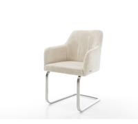Cantilever Greg-Flex côtelé beige vintage pied cantilever plat acier inoxydable brossé ressorts ensachés