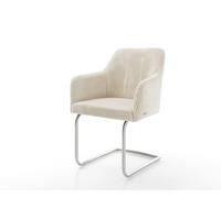 Cantilever Greg-Flex côtelé beige vintage pied cantilever rond acier inoxydable brossé ressorts ensachés